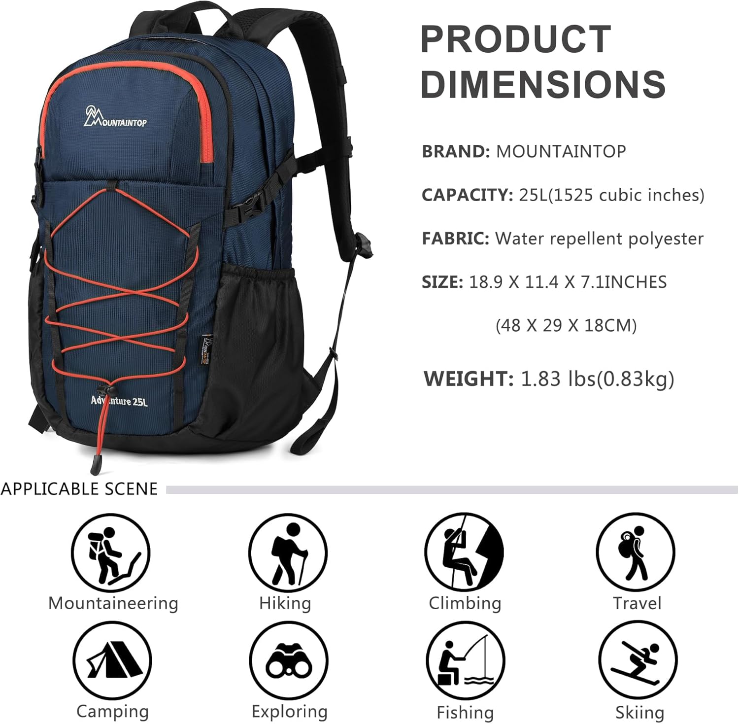 MOUNTAINTOP Hiking Backpack,25/30L Camping Backpack, Men Women Hiking Daypack Lightweight Travel Backpack for Climbing - Image 2