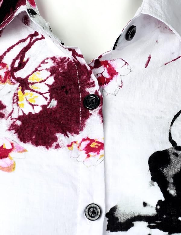 JOGAL Womens Floral Hawaiian Button Down Blouse White Purple XX-Large by JOGAL - Used condition - Image 3