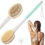 Shower Brush for Massage Dry Brushing: Back Scrubber for Shower with 18.1 in Anti Slip Long Handle - Bath Body Brush for Lymphatic Drainage Exfoliator Improving Skin Health for Women Men Elderly Green