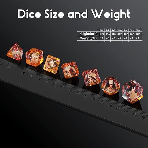 Miniatura 6 de DNDND - Dados de gato DND, 7 dados de resina D&D con bolsa de terciopelo para juegos de rol de Calabozos y Dragones y juegos de mesa (zorro)