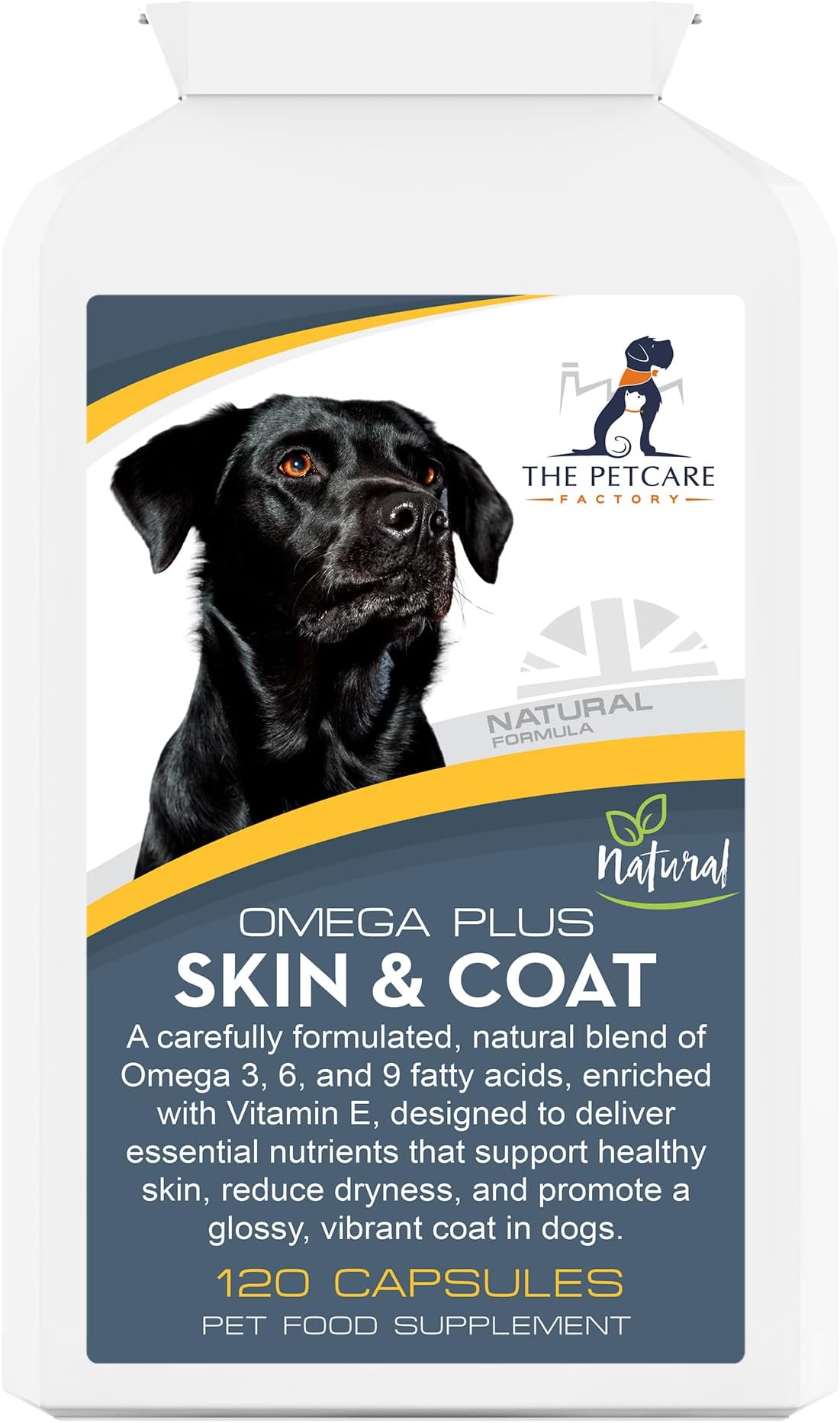 Omega Plus Skin & Coat Supplement For Dogs and Cats, Triple Action Omega 3, 6 & 9 With Added Vitamin E, 120 Softgel Capsules 1000mg, Human Grade Ingredients, UK Manufactured