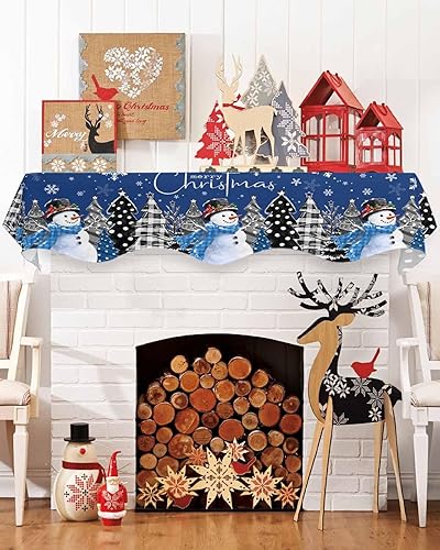 Miniatura 11 de Daleng Bufanda de repisa de camión de Navidad con muñeco de nieve para chimenea de 70 x 17 pulgadas, bola de Navidad, copos de nieve, decoración