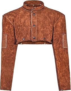 VEVOR Leather Welding Cape Sleeve, Heavy Duty Flame Resistant Cowhide Safety Cape Sleeves for Men Women, Heat-Resistant for Welding, Blacksmithing, Woodworking, Gardening, L-Size