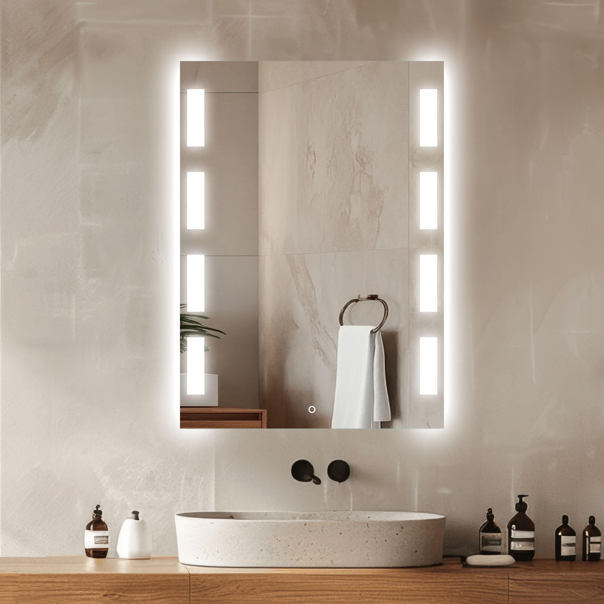 Venti Espejo Baño LED 50 × 70 cm, Patrón Luminoso Lateral