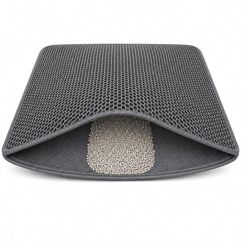 Tapete para Caixa de Areia de Gatos Stonecrest Home com Dupla Camada Honeycomb, EVA Impermeável e Antiderrapante, 91,44 x 60,96 cm