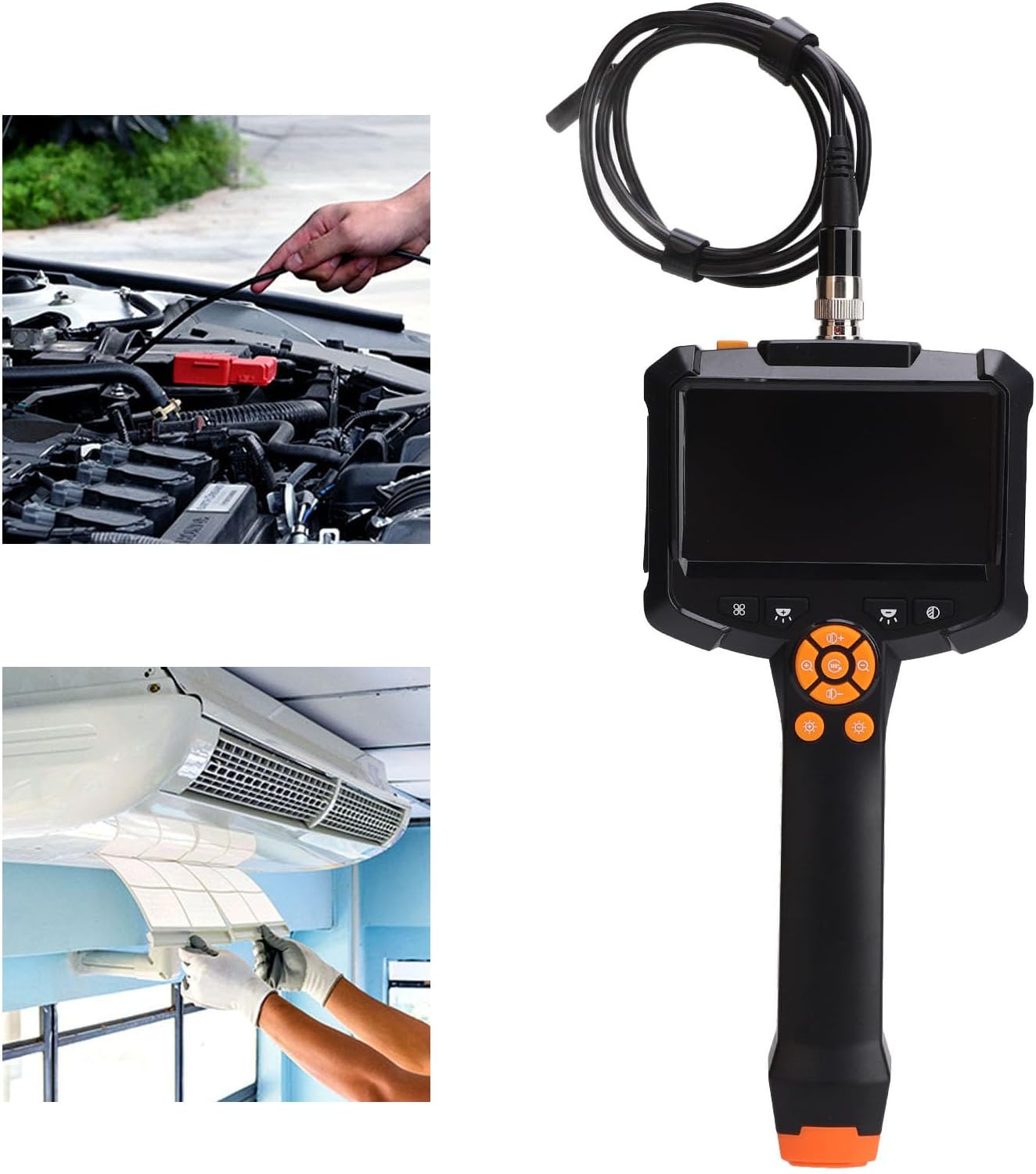 Handheld Portable Industrial Industrial Endoscope, Industrial Endoscope Camera Endoscope Borescope Camera HD with Screen, 1920x1080P Lens, for Pipe Inspection