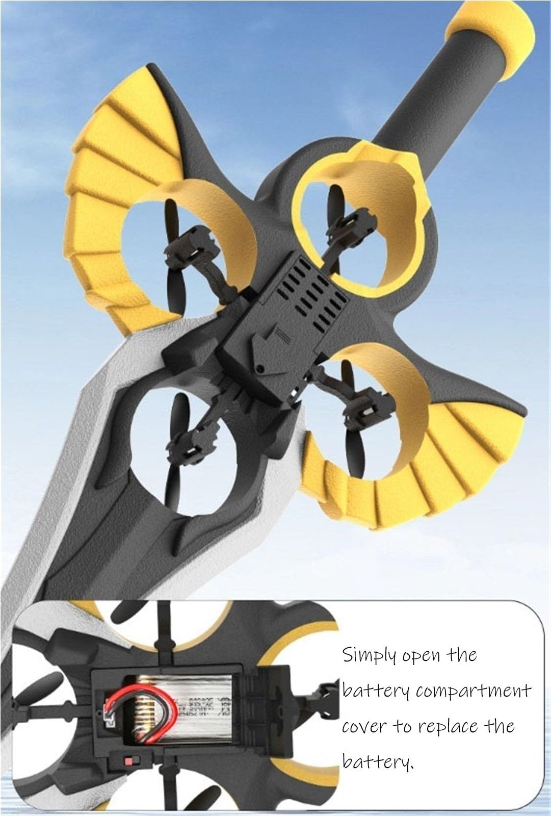 Spada Volante Remota, Spada Volante Acrobatica A 360°, Aliante RC, Spada Volante Interattiva, Drone for Adulti, Spada Volante Telecomandata E Manuale con Luci LED(Black Gold)