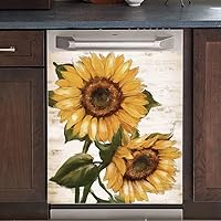 Vista 1 de Adhesivo decorativo retro con diseño de girasol para cocina, cubierta de lavavajillas, con texto en inglés "You are My Sunshine", para panel