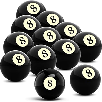 MSYU 12 Pack Black 8 Ball Replacements, 2 1/4 Inch Billiard Balls