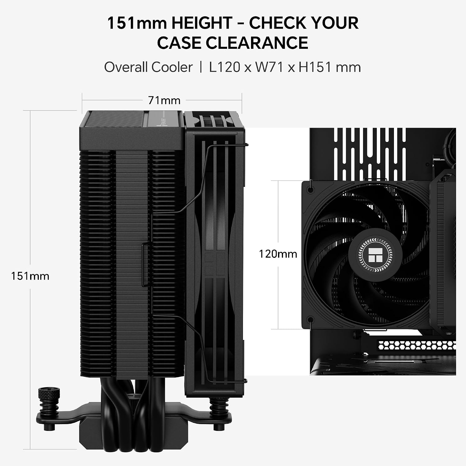 Thermalright Assassin X 120-A Dark 120mm CPU Air Cooler, 2400RPM PWM Fan