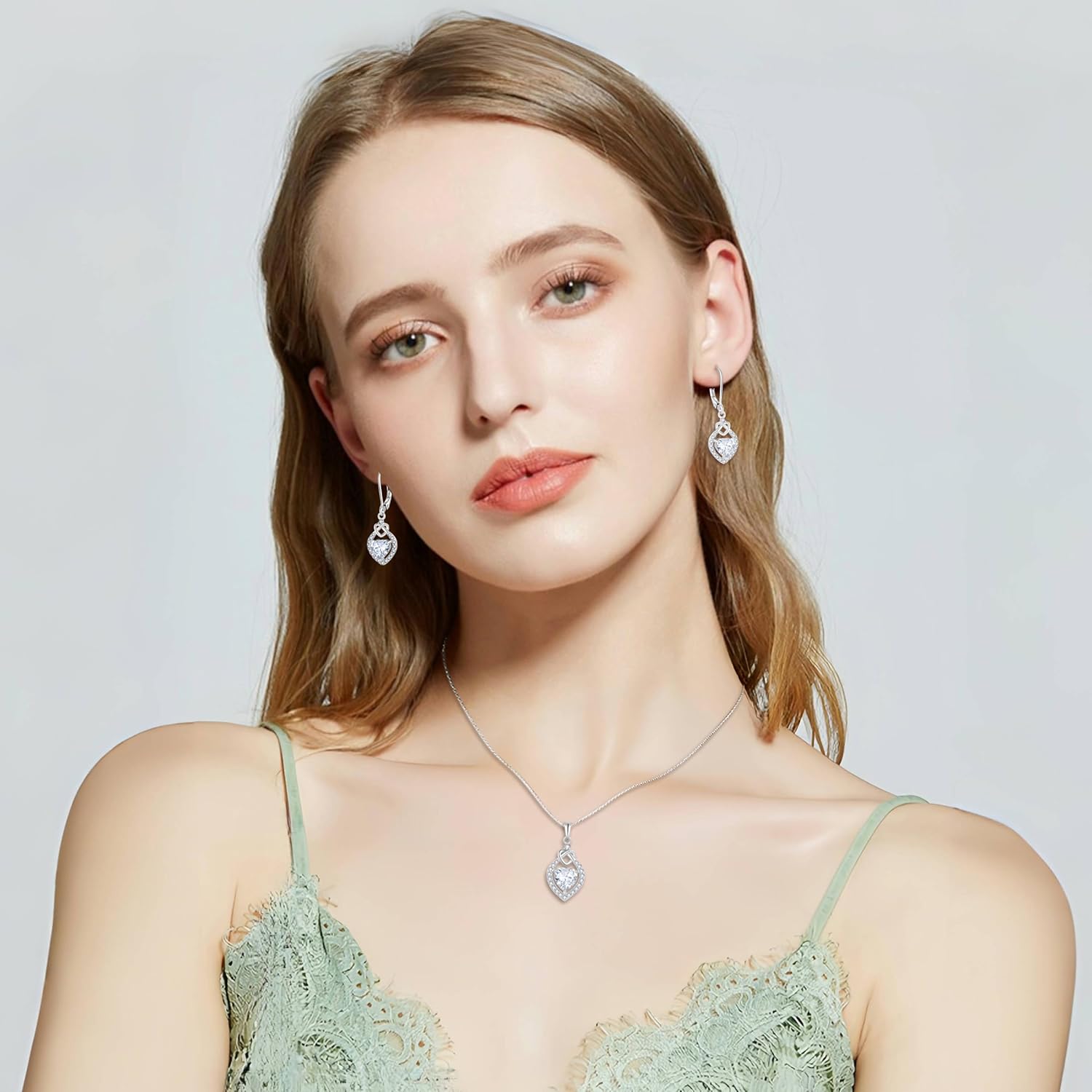 Love Knot Necklace 925 Sterling Silver Heart Birthstone Jewelry for Women - Image 3