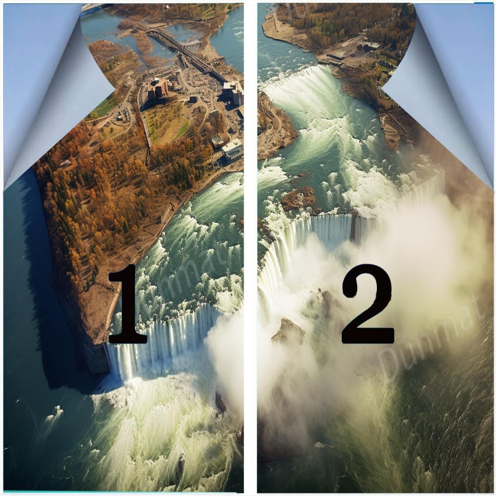Abstract Waterfall Stained Glass Window Film Vintage Woods Beautiful River Privacy Window Film Glass Door Covering Self-Adhesive Window Stickers for Room Kitchen 23.6Wx35.4L-inch x2 Pcs