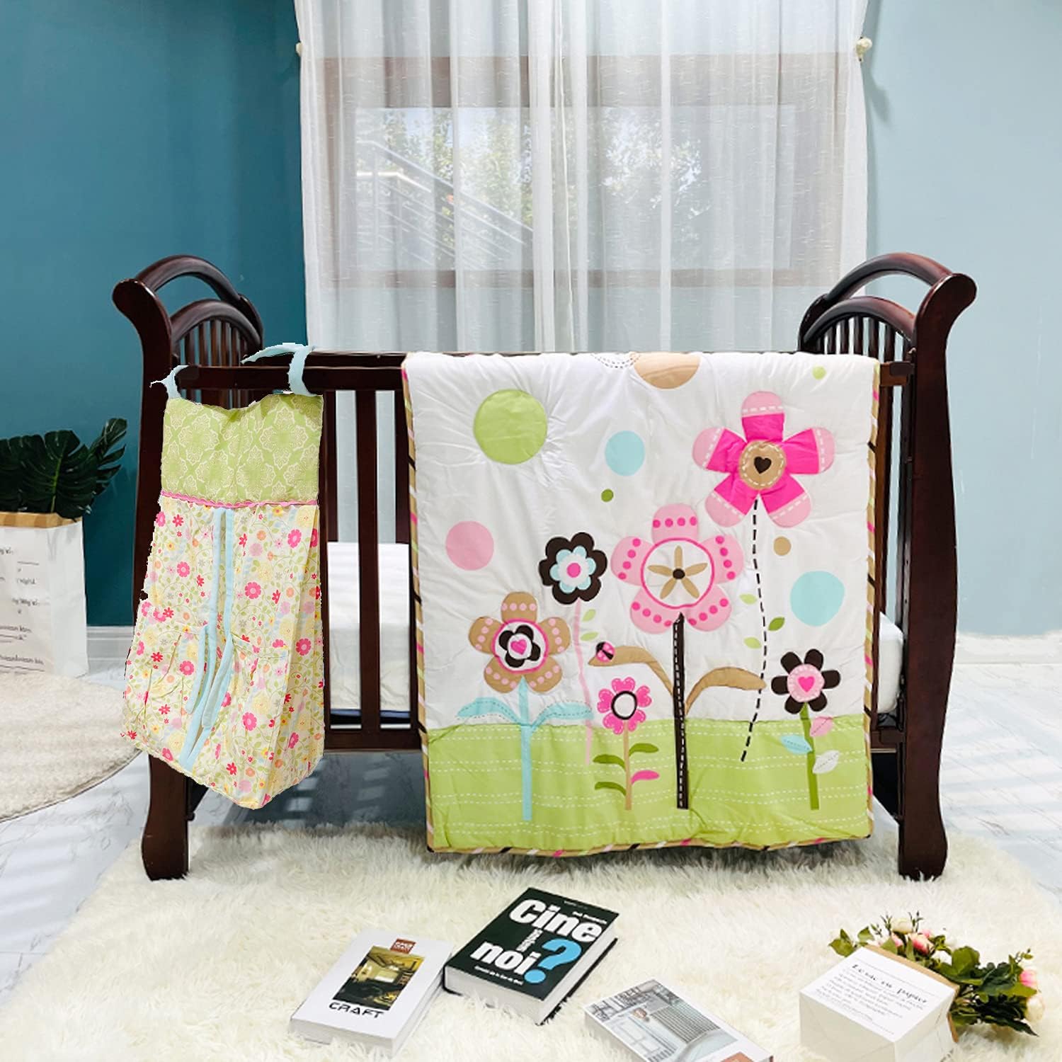 Flower Nursery Crib Bedding Set Baby Girl Floral Crib