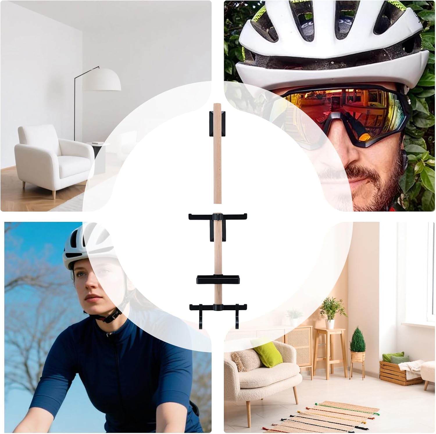 Cycling Gear Storage Rack - Vertical Bike Gear Holder | Garage Storage Organizer for Speedometer, Glasses, Helmets, Indoor, Home, Workshop, Basement, Utility Room, Cycling Accessories