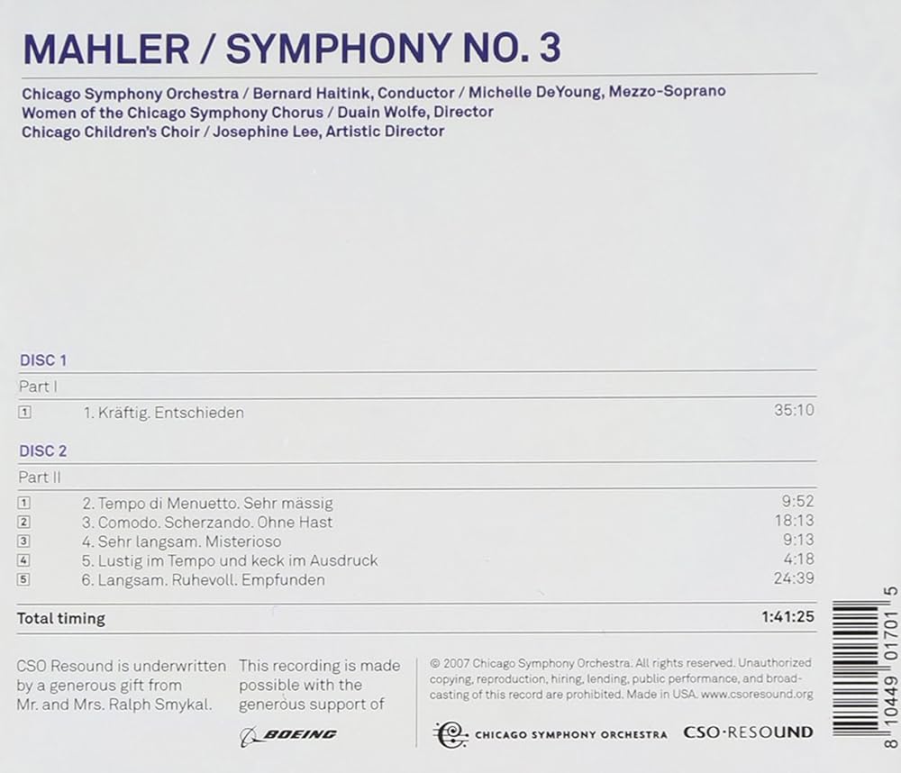 Gustav Mahler, Bernard Haitink, Chicago Symphony Orchestra