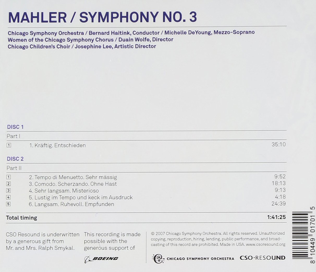 Mahler : Symphonie n° 3