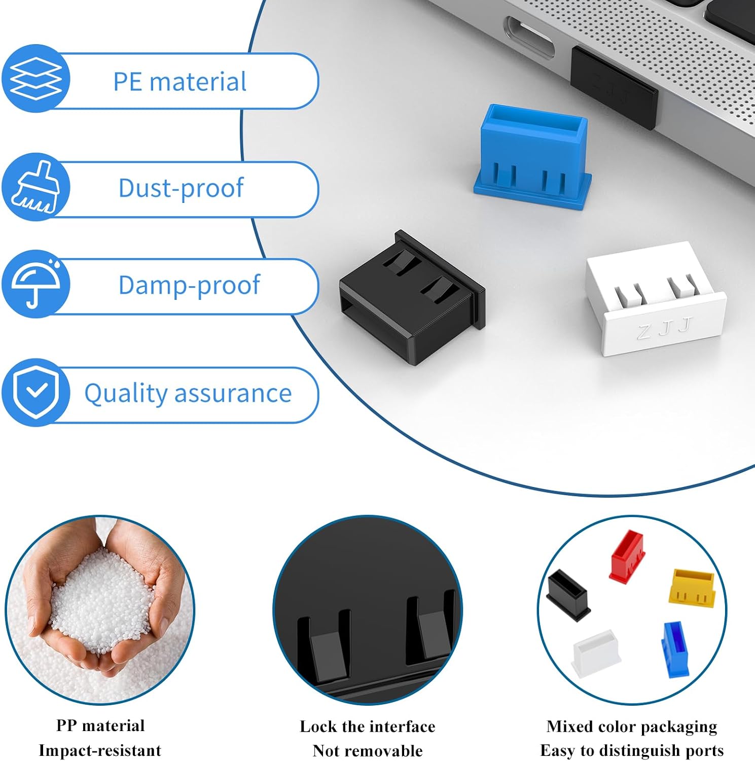25PCS 5 Colors USB Type-A Port Dust Plug,USB Non-Removable Security Cover Caps,Cannot Be Removed After Installation,forCompatible with USB Type-A Port, Laptop, Desktop, Camera, Enterprise, Office image 2