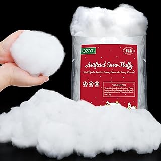 QZYL 1LB Fluffy Fake Snow, Cotton White Christmas Decorations, Vacuum-Pa...