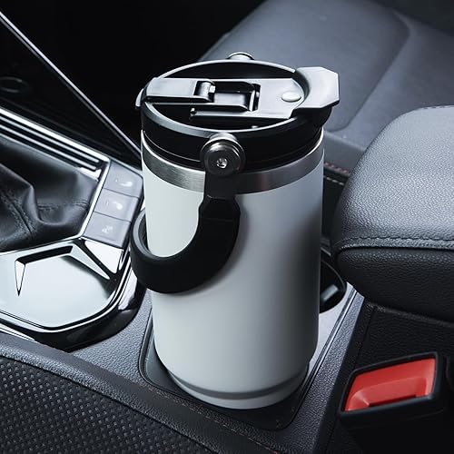 Miniatura 3 de Vaso con popote y asa de tapa, taza de café de acero inoxidable de 30 onzas, taza de café aislada al vacío, taza de café aislada al vacío, a prueba