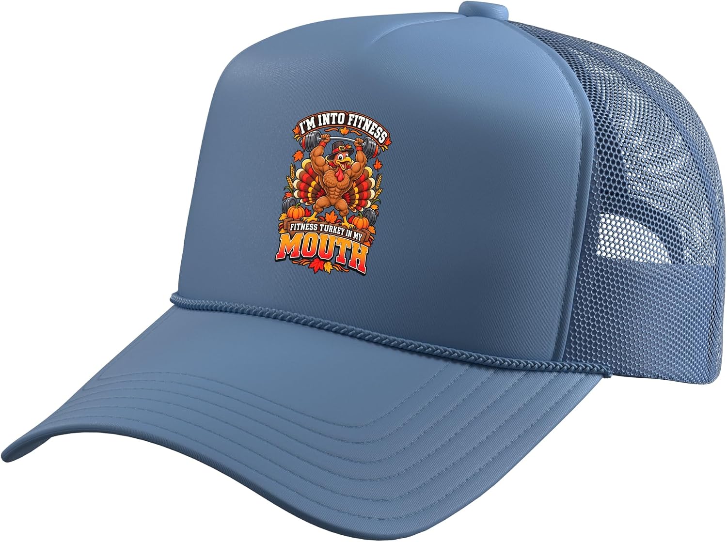 Funny Thanksgiving Fitness Turkey Gym Humor Trucker Hat with Adjustable Mesh Back