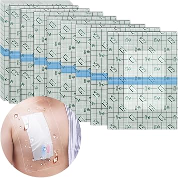Waterproof Shower Protector | 10x12 Inch Dialysis Catheter Shower Cover Large | Without Glue in The Center for Chest Chemo Port Picc Line PD Peritoneal Dialysis Accessories Bandage Pack of 7