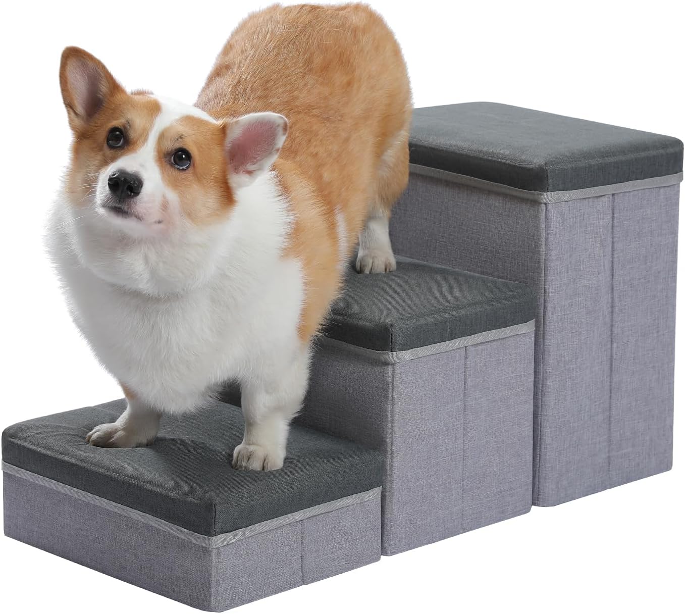 PETEPELA Dog Steps for Bed, 3 Steps for Dog Step for Sofa with Storage