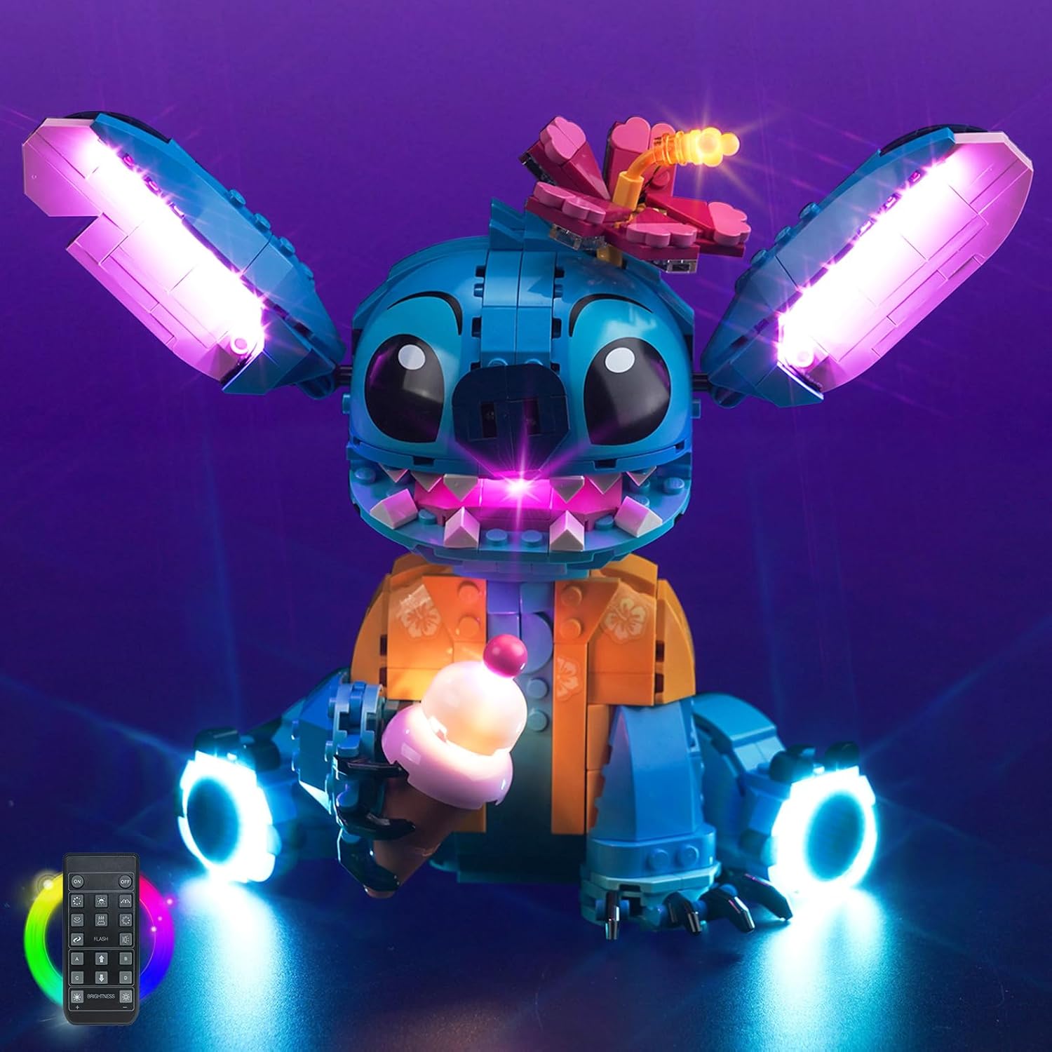 VONADO LED Light Kit Compatible with Lego Stitch 43249 Disney (No Models Only Light) Remote Control Creative Lighting Set Accessories Compatible with Lego Stitch 43249 Building Set 9 Year Old+