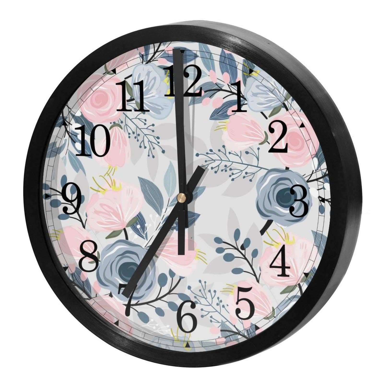 Horloge murale silencieuse motif aquarelle fleurs et feuilles pour créer un cocon zen