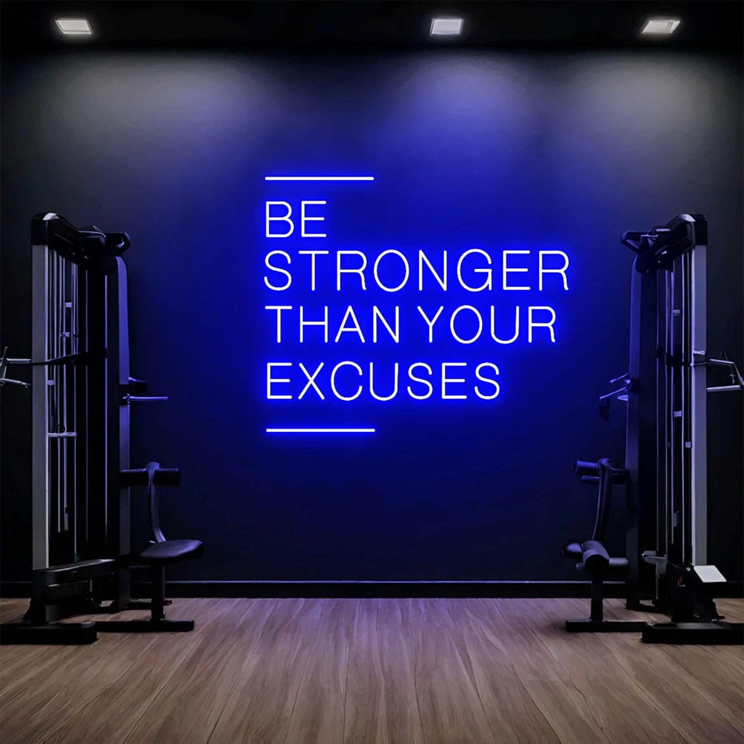 Be Stronger Than Your Excuses Neon Sign 30inches Large Gym Wall Led Light Sign, Gym Ideas, gym Exercise Motivational neon sign, Fitness Center Wall Decor, Office gym decor - Blue