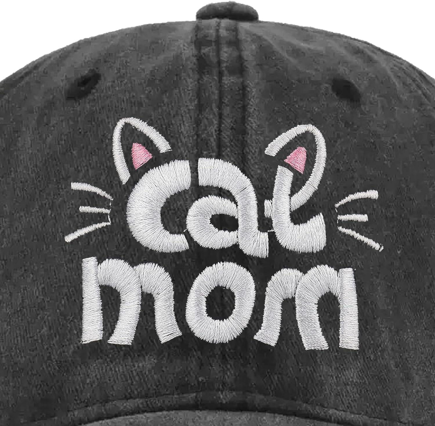 Cat Mom Hat, Cat Mom Gifts for Women, Adjustable Size Baseball Cap Black - Image 4