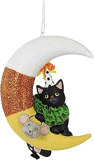 Party Kitty On Candy Corn Moon Ornament, TD1192
