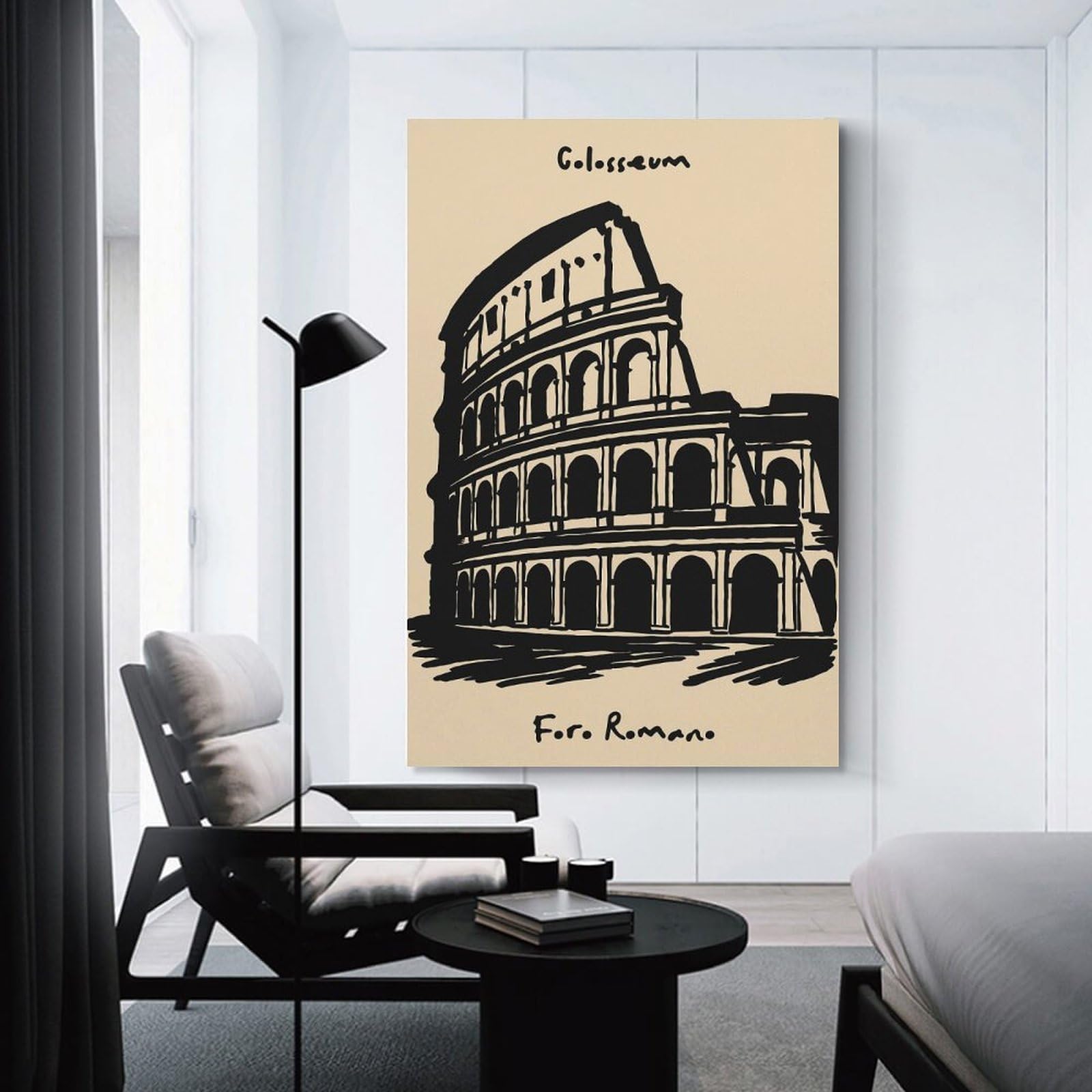 Junmoney Colosseum And Foro Romano Illustration Canvas Art Print 20x30inch(50x75cm), for New Homes, Bedrooms Or Workspaces, Gift Idea for Housewarming And Birthdays