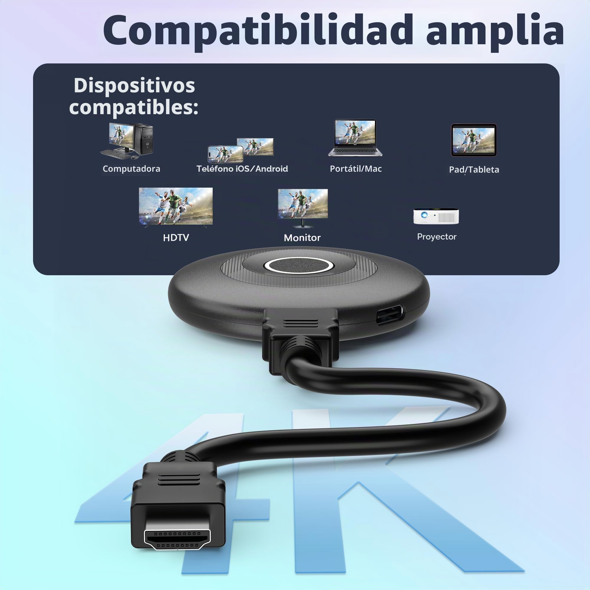 2026 Mpiolife 4k Wireless HDMI Dongle para TV- 2.4/5G WiFi Miracast Dongle, Plug & Play, HDMI Adapte Rceiver Compatible con Miracast, Airplay, DLNA para Teléfono Android, i-OS, PC to HDTV, Projector
