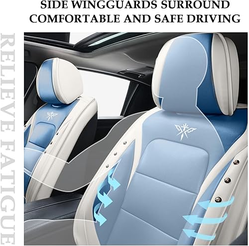 Miniatura 5 de PangDou - Juego completo de fundas de asiento delantero de cuero para Mazda 3 2005-2023, juego completo de fundas de asiento delantero de lujo,