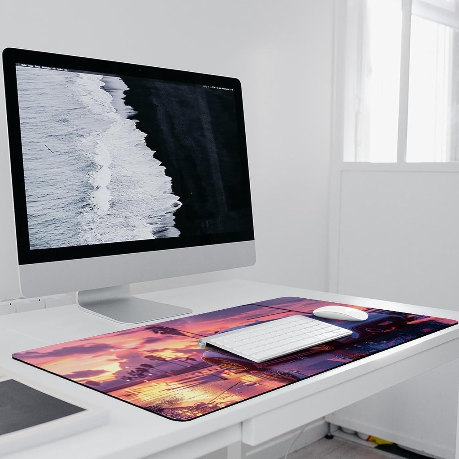 JDM Car Modified BRZ Sunset Large Gaming Mouse Pads Non-Slip Rubber Base Desk Mat Laptop Computer Accessories Supplies Writing Pad for Office Home 40x90cm