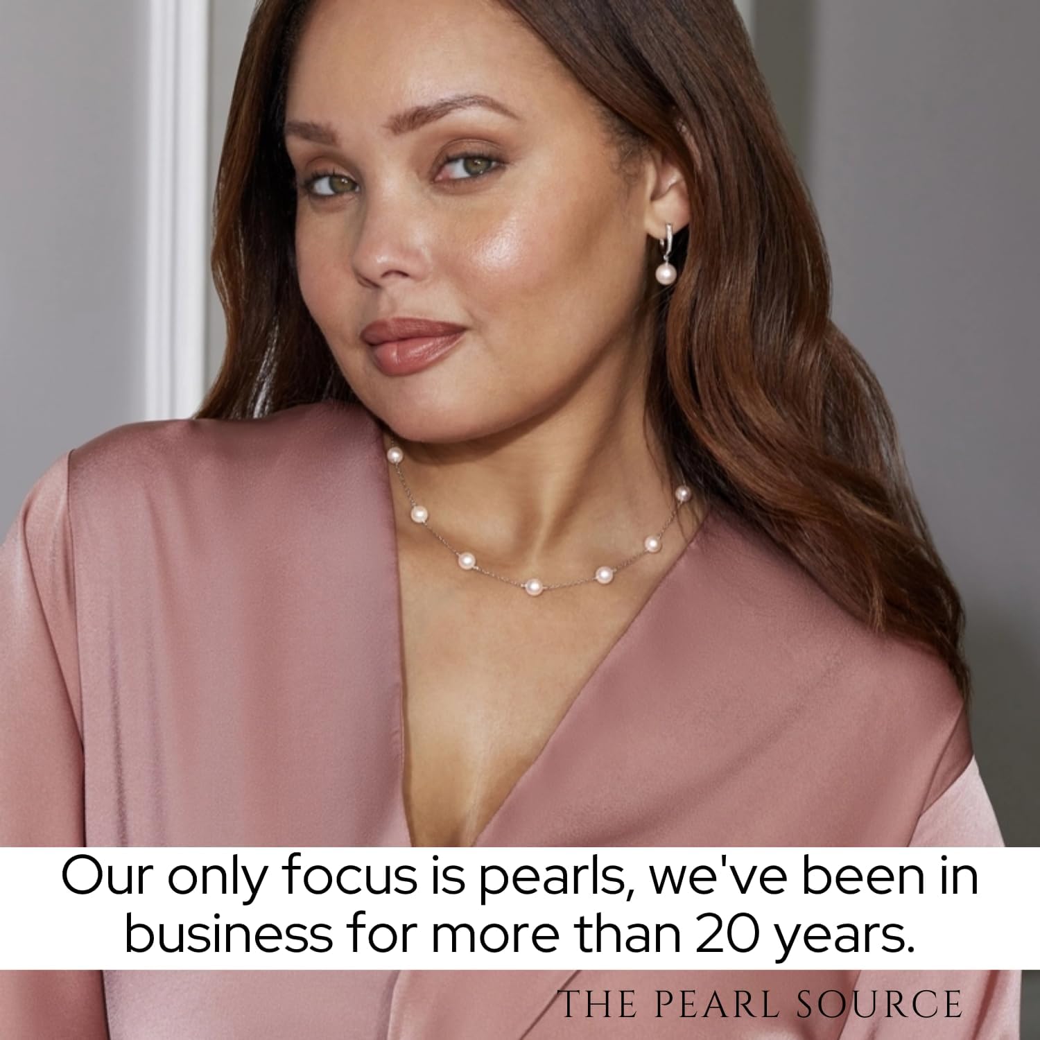 The Pearl Source 14K Gold Round Genuine White Japanese Akoya Saltwater Cultured Pearl Tincup Necklace for Women - Image 5