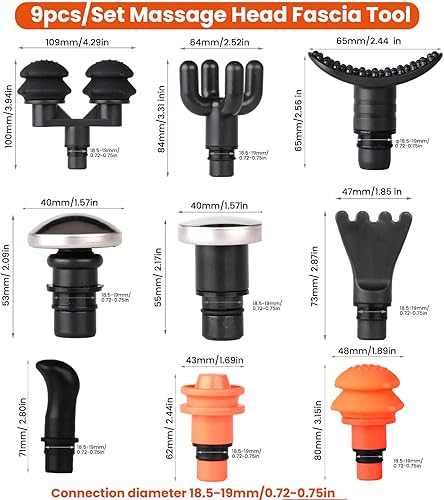 Miniatura 2 de 9 cabezales de pistola de masaje reemplazables, accesorios musculares de tejido profundo y accesorios para pistola de masaje, juego de adaptadores