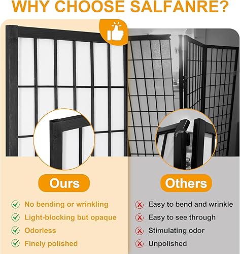 Miniatura 2 de Salfanre Shoji - Divisor de habitación de 4 paneles, pantallas de privacidad plegables japonesas para separar habitaciones, divisor de habitación