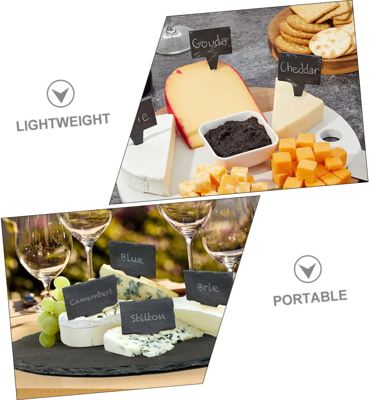 Stone Cheese Markers Set of Square Food Labels for Boards