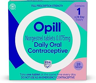 Opill, Daily Birth Control Pills, Over-The-Counter Progestin-Only Oral Contraceptive, FDA-Approved & Estrogen-Free, 28 Count