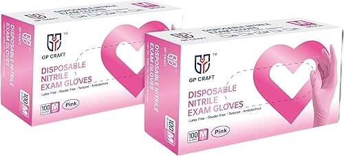 Miniatura 6 de GP CRAFT Guantes de nitrilo rosa de 3.5 mil, desechables, sin polvo, sin látex (1000 unidades) para belleza y spa (estuche, paquete de 10)