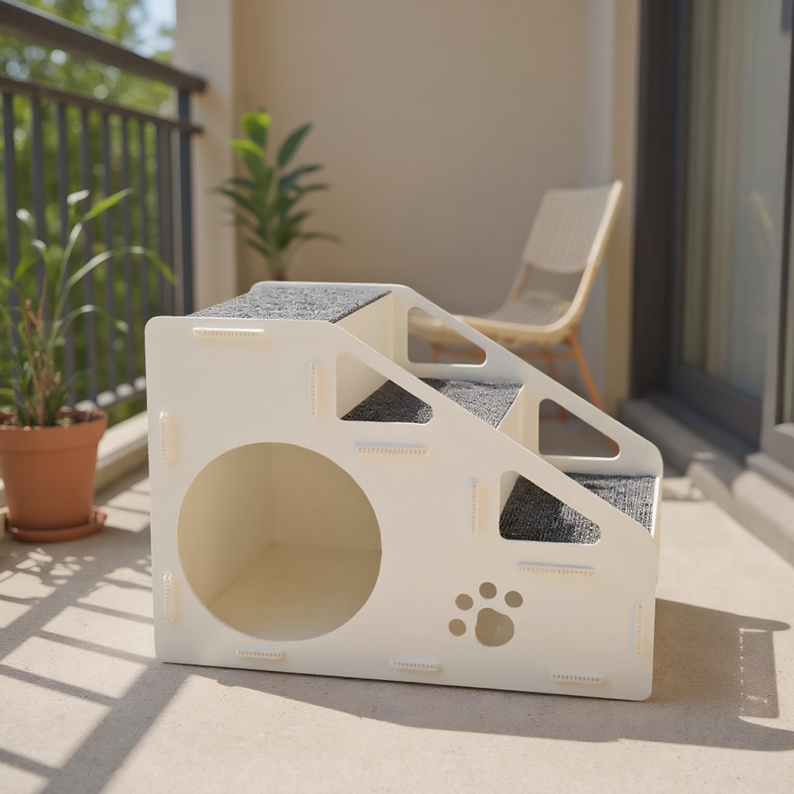 Escaleras para Perros, rampa de Madera de 4 peldaños para Cama Alta, sofá o Coche, para Perros pequeños, medianos y Mayores, y Gatos (42 x 32 x 32 cm)