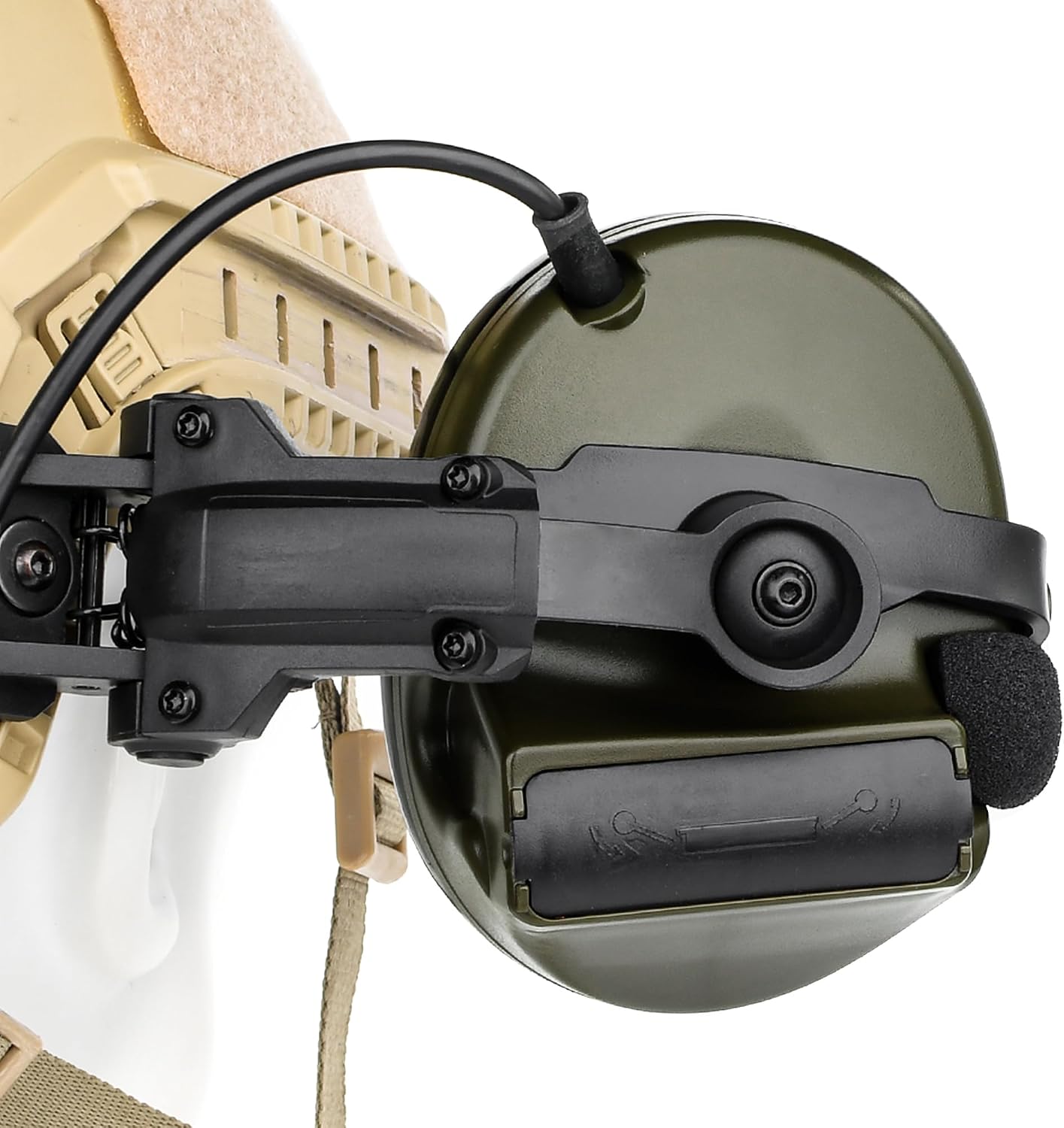 Tactical Headset with Arc rail adapter,Sound Pickup communication headset with U94 PTT Kenwood 2 Pin for Arc rail helmet Airsoft