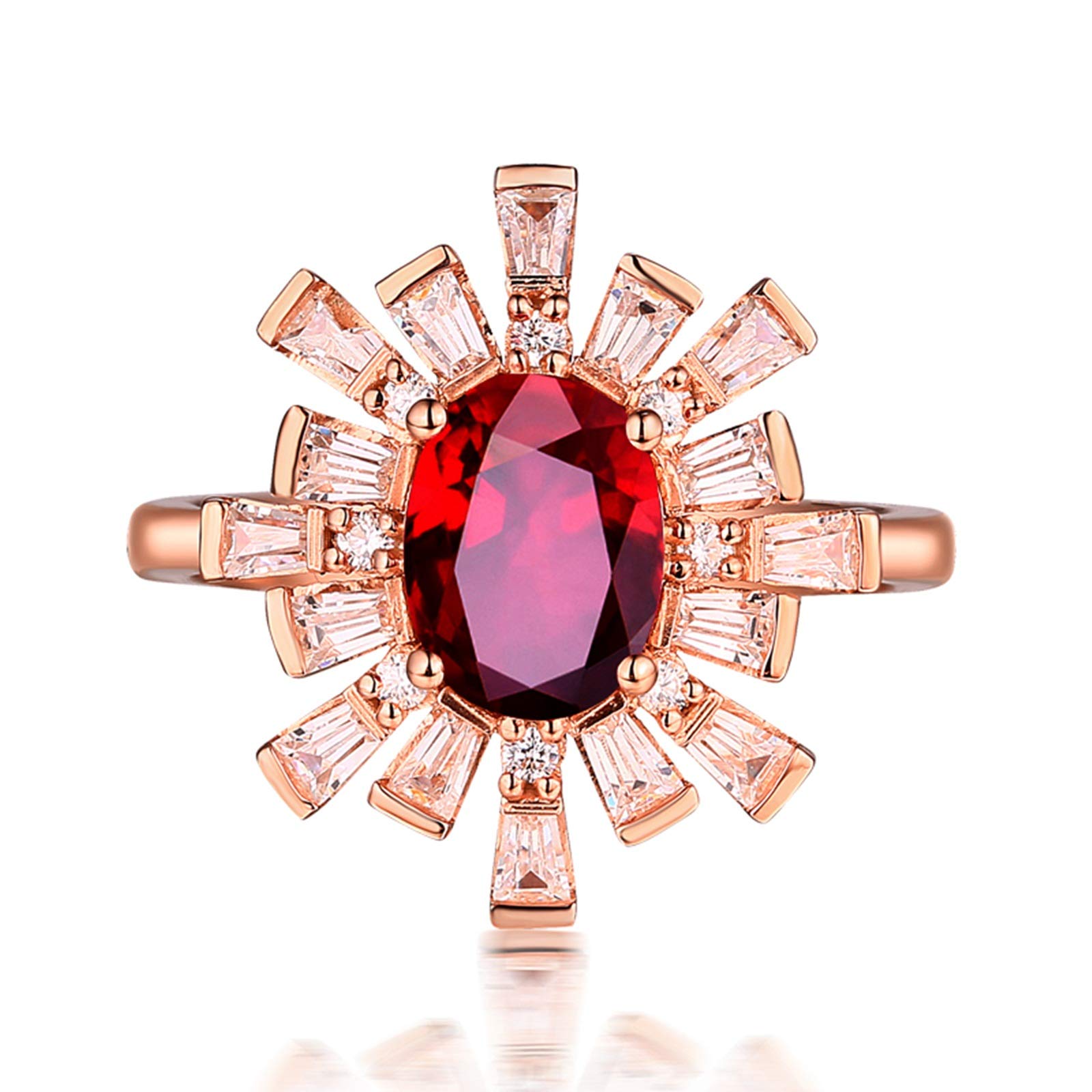 Beydodo Pierścionki ślubne złoto 18 K z diamentowym kwiatem z owalnym rubin 0,99/1,2 ct pierścionki zaręczynowe dla kobiet e 18 karatów (750) czerwone złoto, 61 (19,4), colore: 1.2ct, cod. TLLWGZ3707