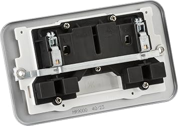 Knightsbridge MR9000 Metal Clad 13A 2 Gang DP Switched Socket, Grey, 45.0 mm*81.5 mm*142.0 mm