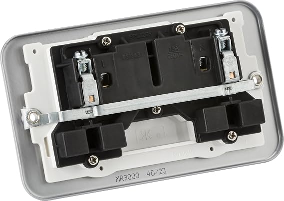 Knightsbridge MR9000 Metal Clad 13A 2 Gang DP Switched Socket, Grey, 45.0 mm*81.5 mm*142.0 mm