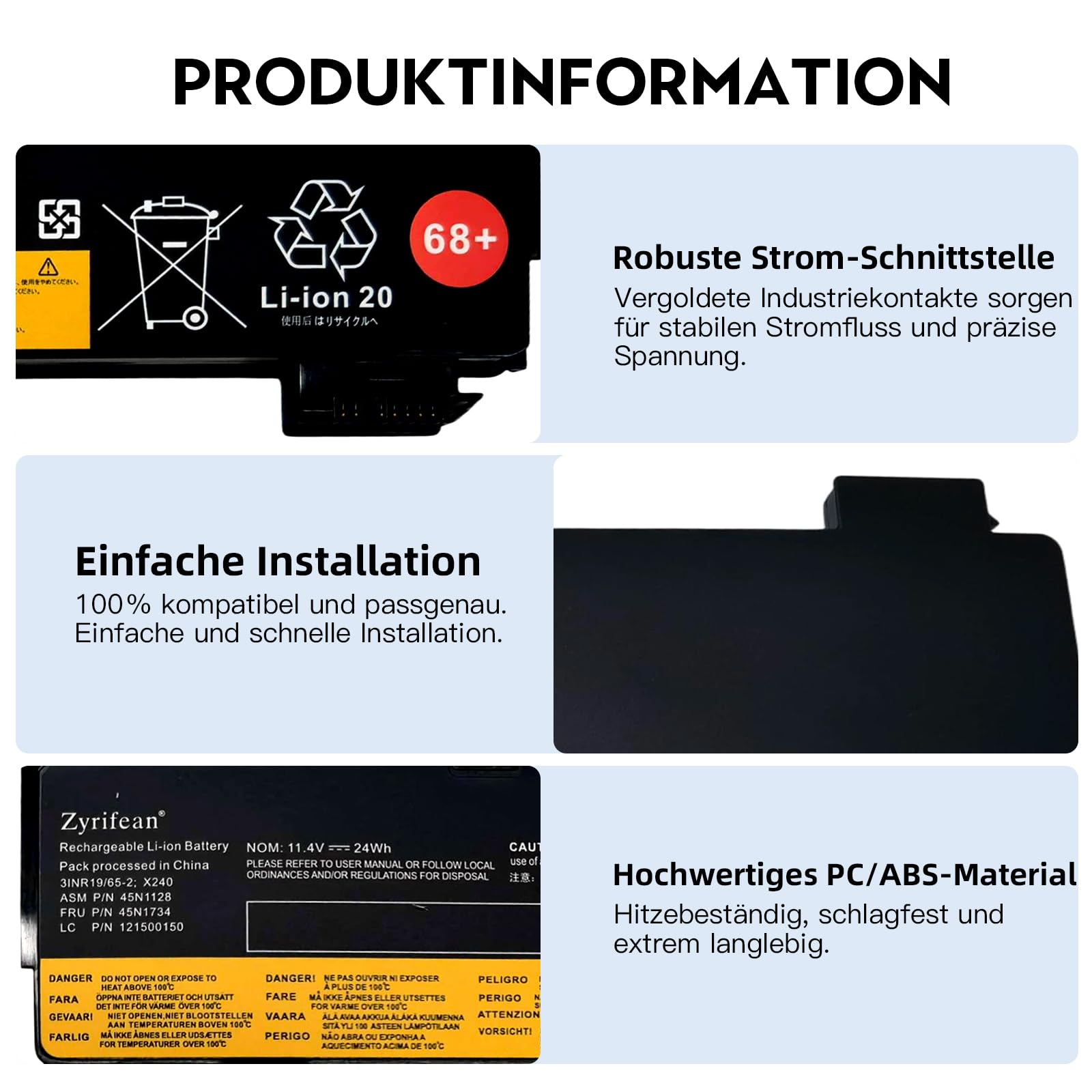 24Wh 68 45n1126 45n1127 akku für Lenovo ThinkPad X240 X250 X260 X270 T440 T440S T450 T450S T460 T460P T470P T550 T560 W550 W550S L450 L460 L470 Series 45N1124 45N1125 0C52862 0C52861