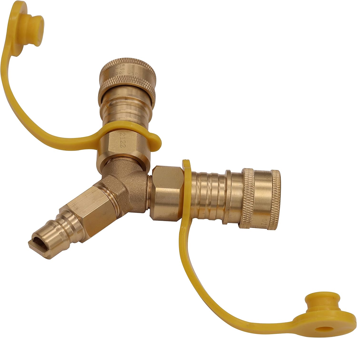 METER STAR 3/8" Y-Splitter Natural Gas Quick Connect Adapter,Suitable for Propane,Natural Gas,Weber Natural Gas Grill,Generator,Patio Heater,Pizza Oven, Patio Firepit,etc