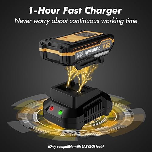 Miniatura 5 de Soplador de hojas inalámbrico con 2 baterías y cargador, soplador de hojas eléctrico de 21 V con 2 modos de velocidad, sopladores ligeros de 2.0 Ah