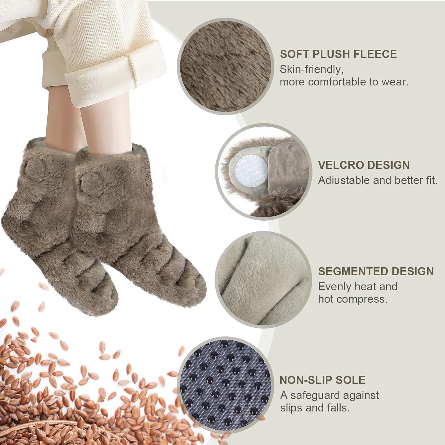 Microwavable Booties and Feet Warmers for Discomfort Reduction, Feet Warmer for Reduce Aching, Heated Boots, Microwavable Boots for Soothing Fatigue, Foot Warmer Microwave Booties for Elderly, L